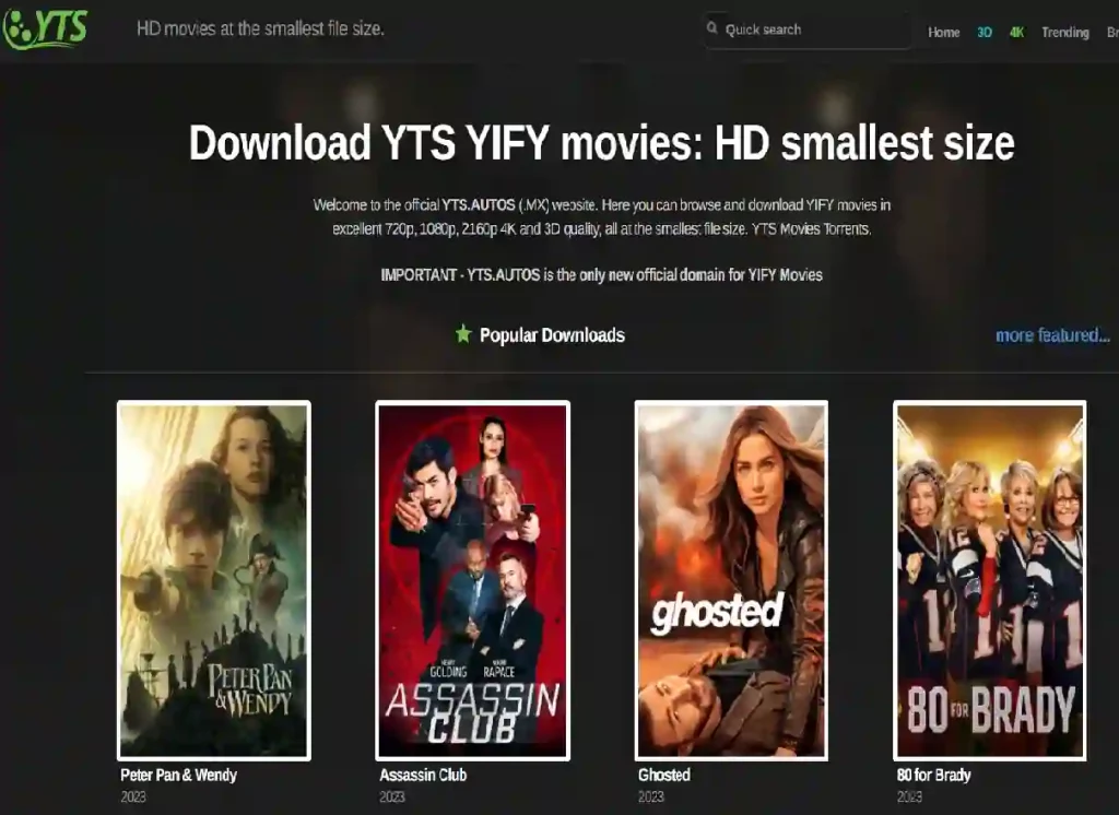 YTS YIFY Torrent Movie Download, YTS Bollywood, Hollywood, Tamil, Telugu Movie